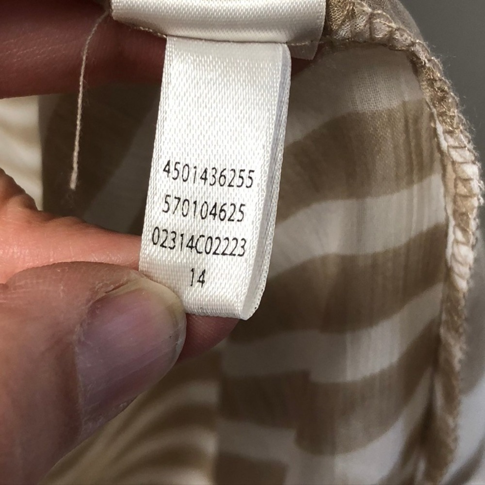 Chico's Sheer Darma Vest Women 2 Large New Khaki Striped Draped Open Front Boho - Picture 9 of 10